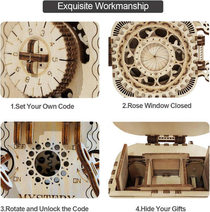 Holzpuzzle 3D Gebäude Schatzkiste Geschenk für Teen und Erwachsene