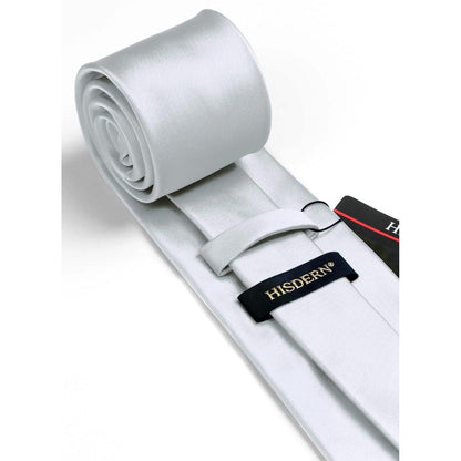 Graue Extra lange Herren Krawatte & Einstecktuch-Set