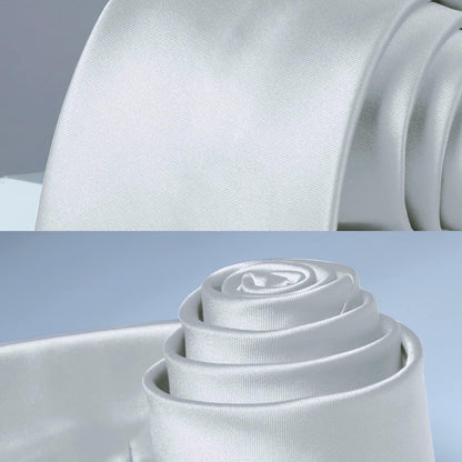 Graue Extra lange Herren Krawatte & Einstecktuch-Set