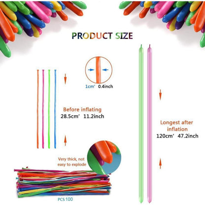 Modellierballons 100 Stück Luftballons mit Ballonpumpe 260Q