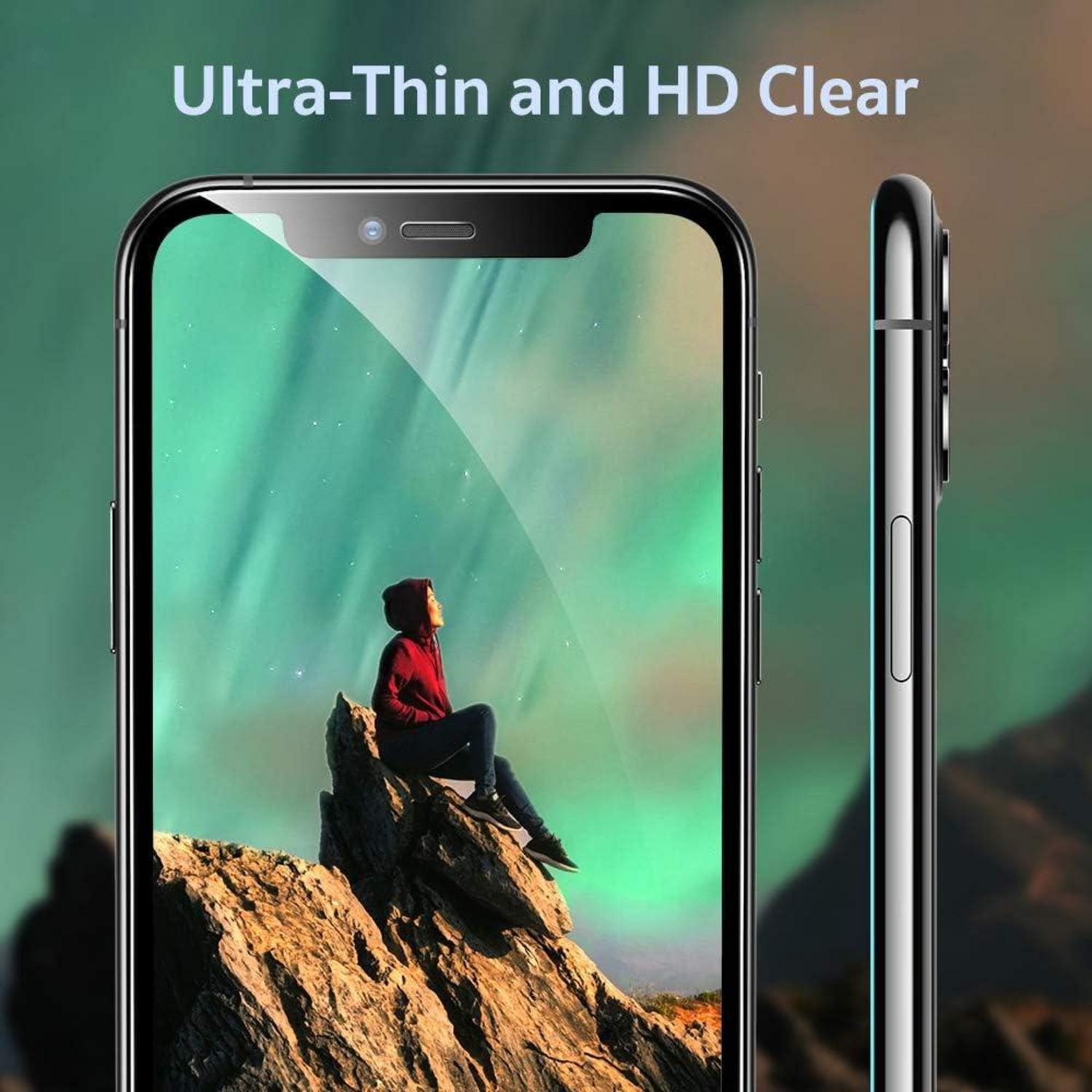 iPhone 11 XR Panzerglas Schutzfolie [2 Stück] Montagerahmen 3D-Kanten