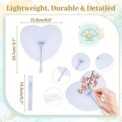 Weißer Papierfächer Herzform 48 Stück Hochzeit Gäste DIY