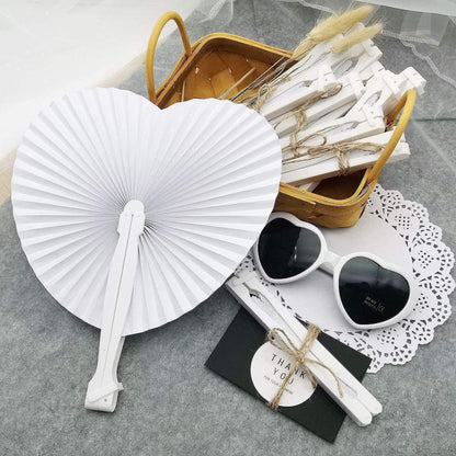 Weißer Papierfächer Herzform 48 Stück Hochzeit Gäste DIY