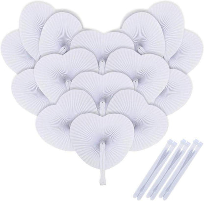 Weiße Herz Handfächer Hochzeit 48 Stk. Geschenk DIY