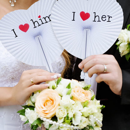 Weiße Herz Handfächer Hochzeit 48 Stk. Geschenk DIY