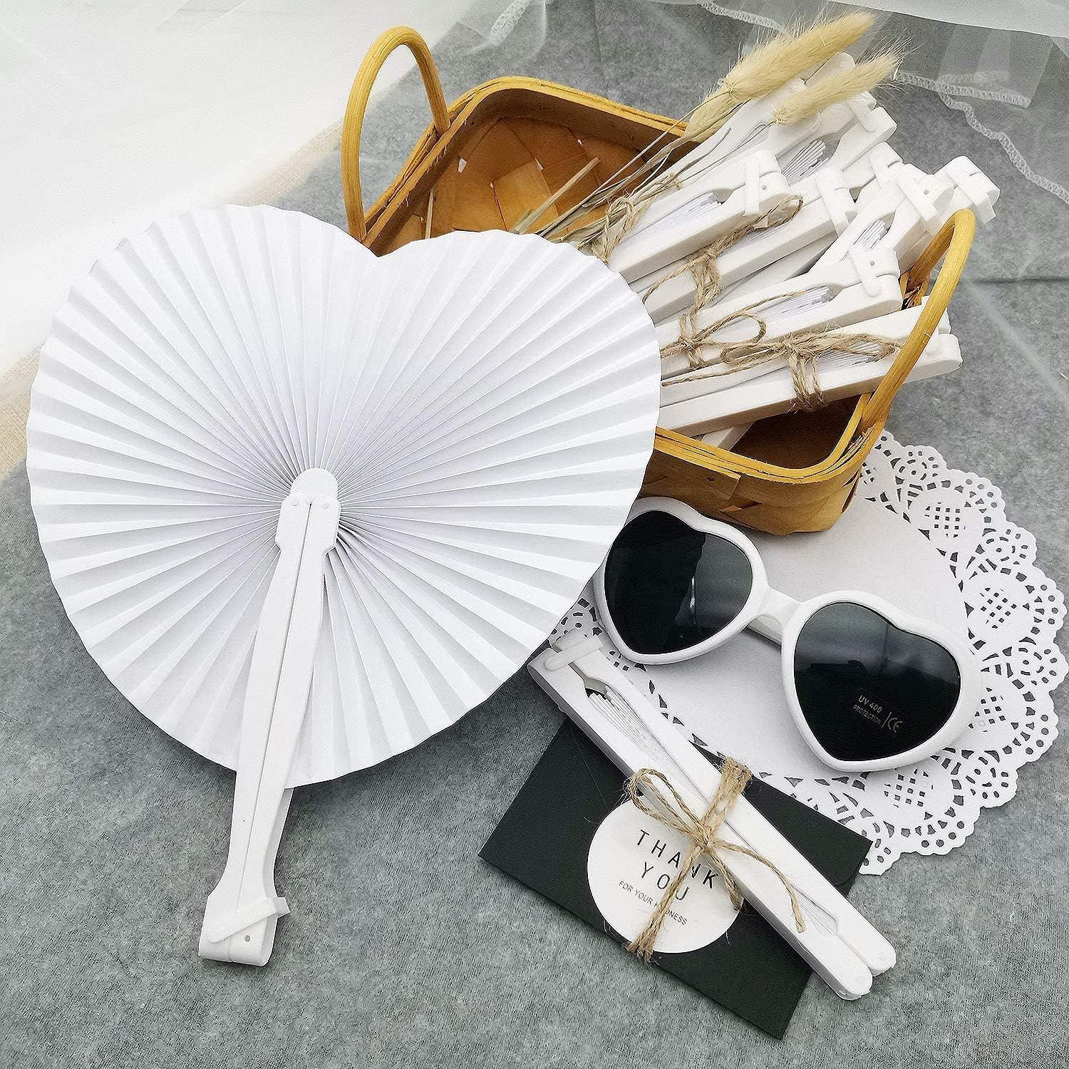Weiß Papier Handfächer Herzform Hochzeit Gästegeschenk (48