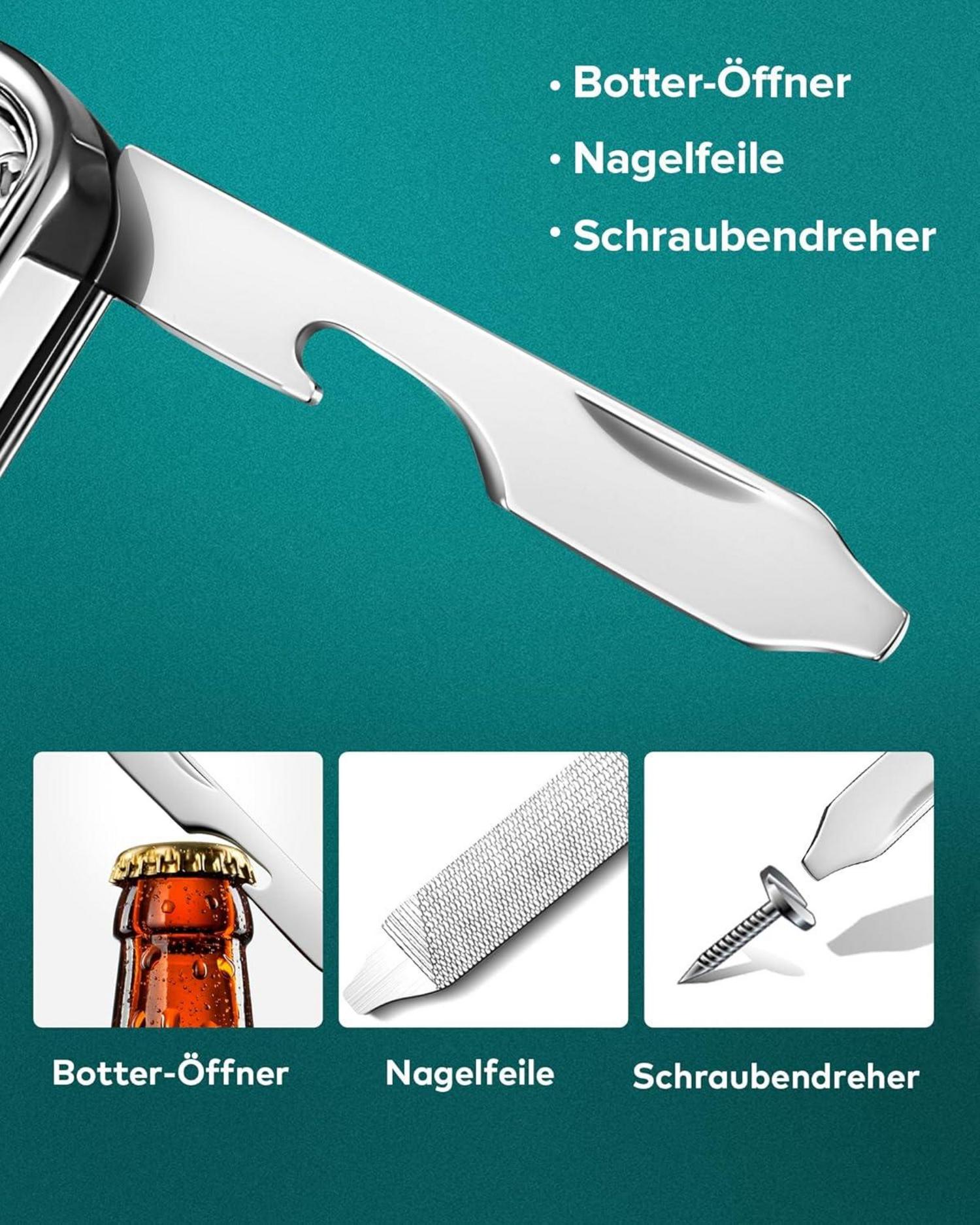 6-in-1 Multifunktionaler Nagelknipser mit Schlüsselanhänger, Reise