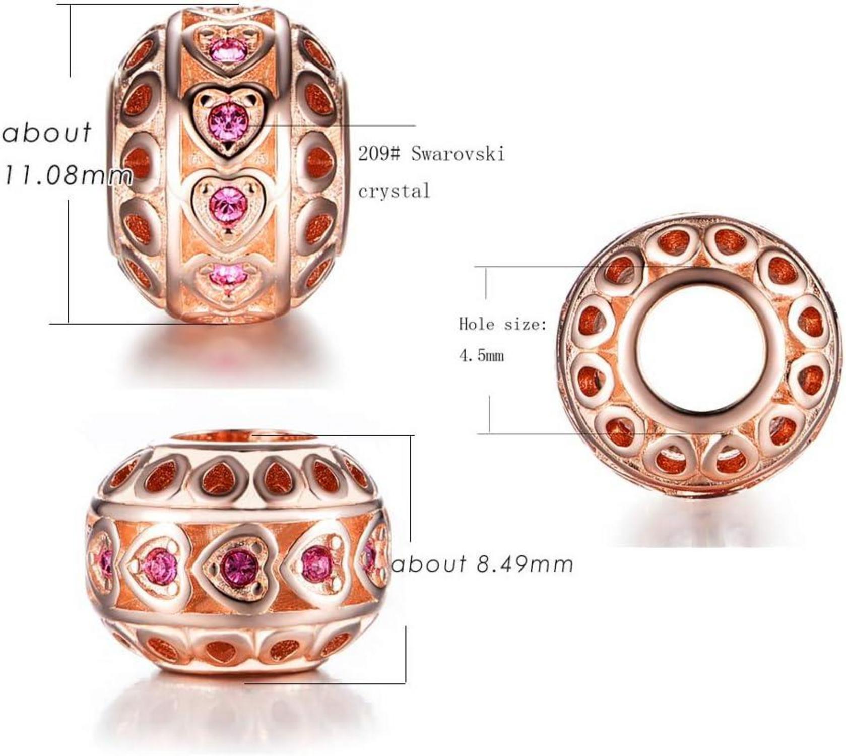 925 Sterling Silber Charm Herz mit Swarovski Kristall für