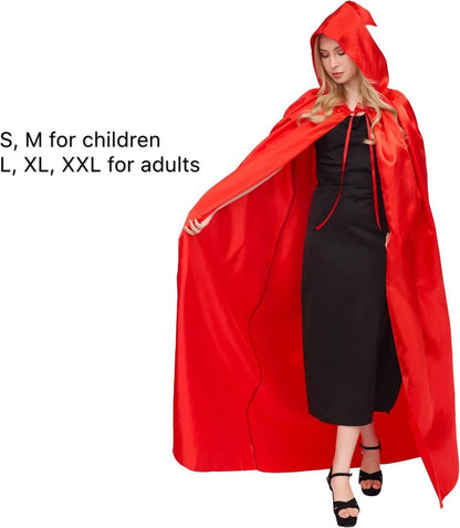 Unisex Halloween Umhang mit Kapuze Cosplay Vampir Kostüm Rot L