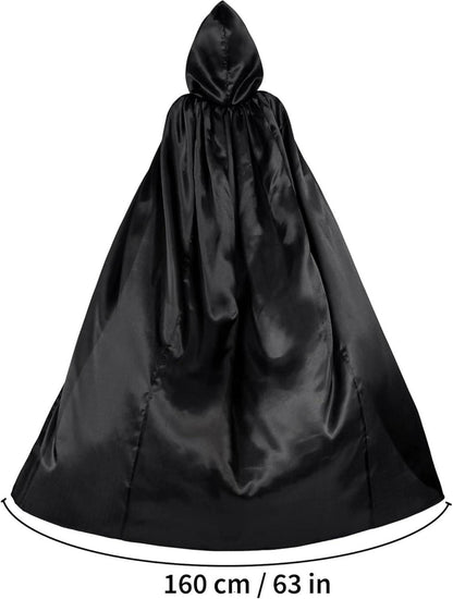 Unisex Halloween Umhang mit Kapuze Vampir Kostüm für Erwachsene Schwarz L