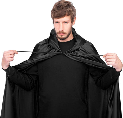 Umhang mit Kapuze Vampir Halloween Cosplay Kostüm Schwarz L