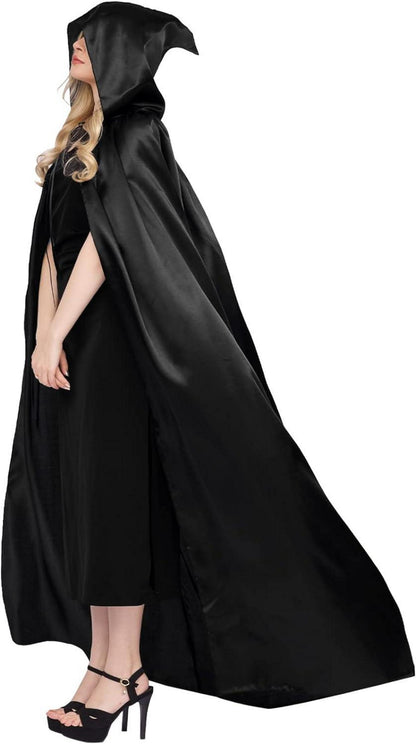 Halloween Umhang mit Kapuze für Erwachsene Vampir Kostüm Schwarz XL