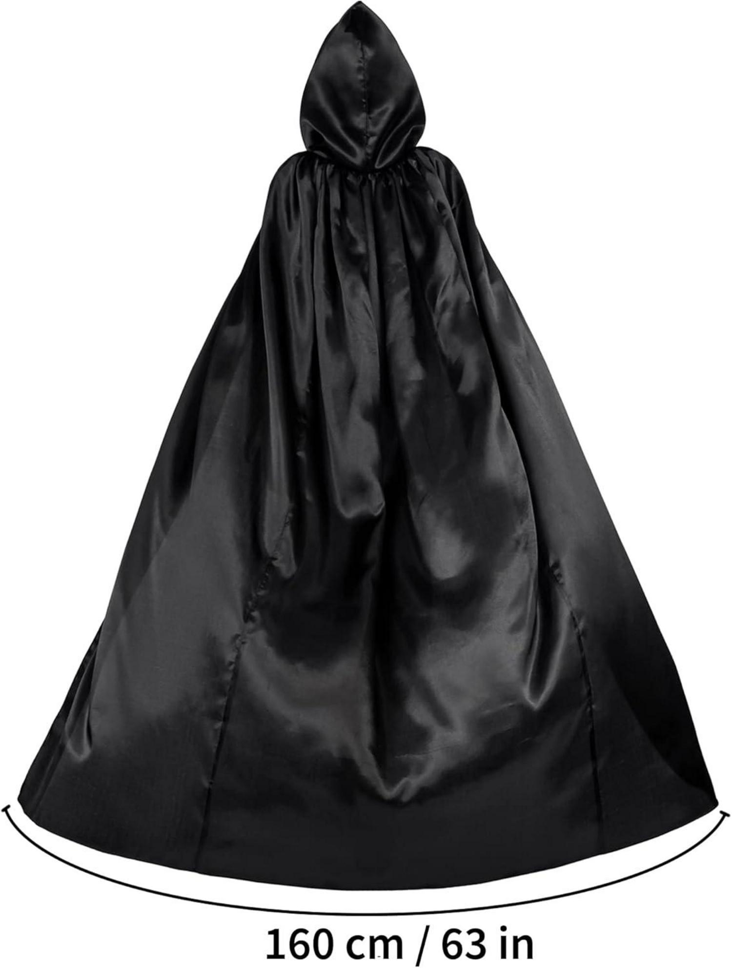 Umhang mit Kapuze Halloween Vampir Kostüm Erwachsene Schwarz XL