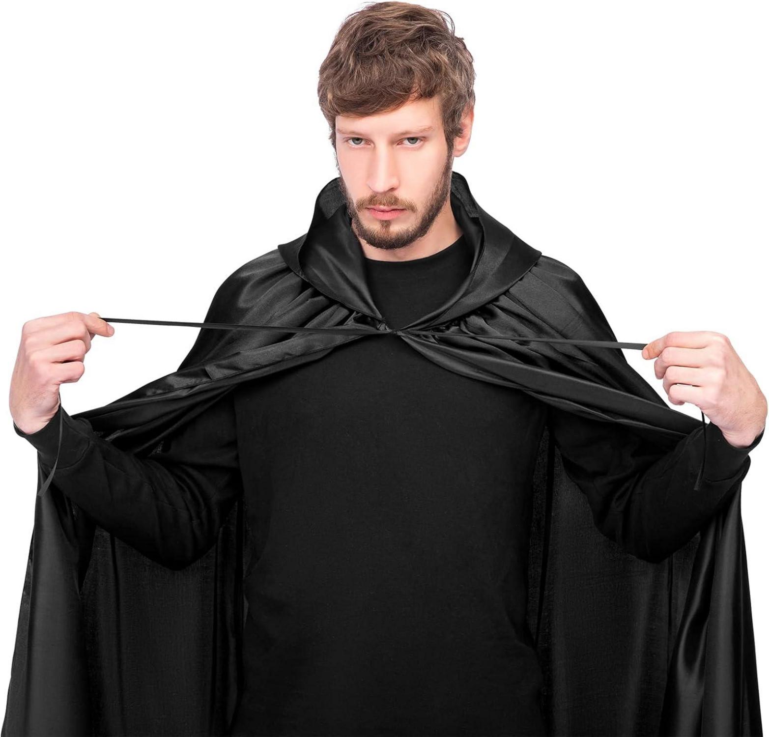 Halloween Umhang mit Kapuze für Erwachsene Vampir Cosplay Schwarz XL