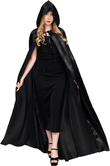 Umhang mit Kapuze Halloween Vampir Kostüm Cosplay Schwarz M