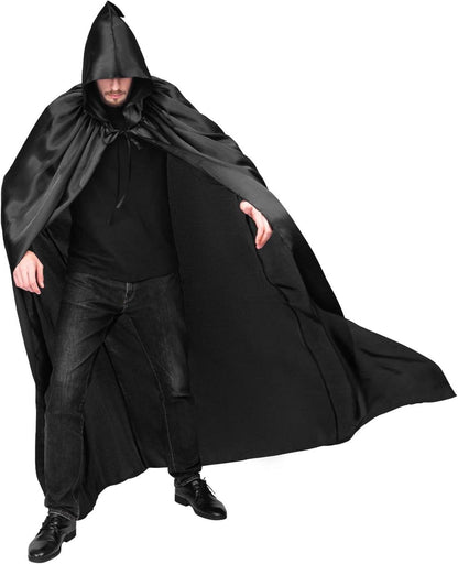 Umhang mit Kapuze Halloween Vampir Kostüm Schwarz M