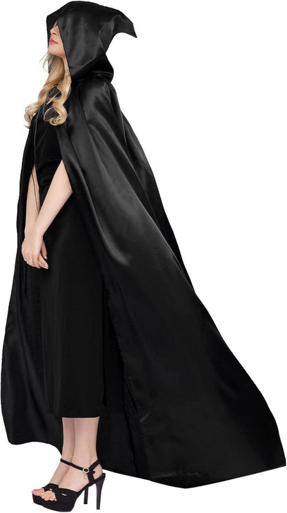 Umhang mit Kapuze Halloween Vampir Kostüm Cosplay Schwarz M