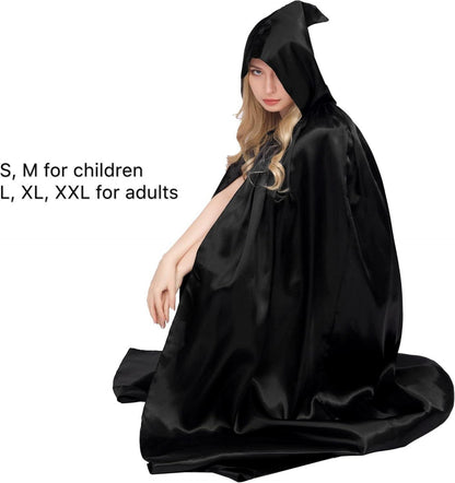 Umhang mit Kapuze Halloween Vampir Kostüm Cosplay Erwachsene Schwarz M