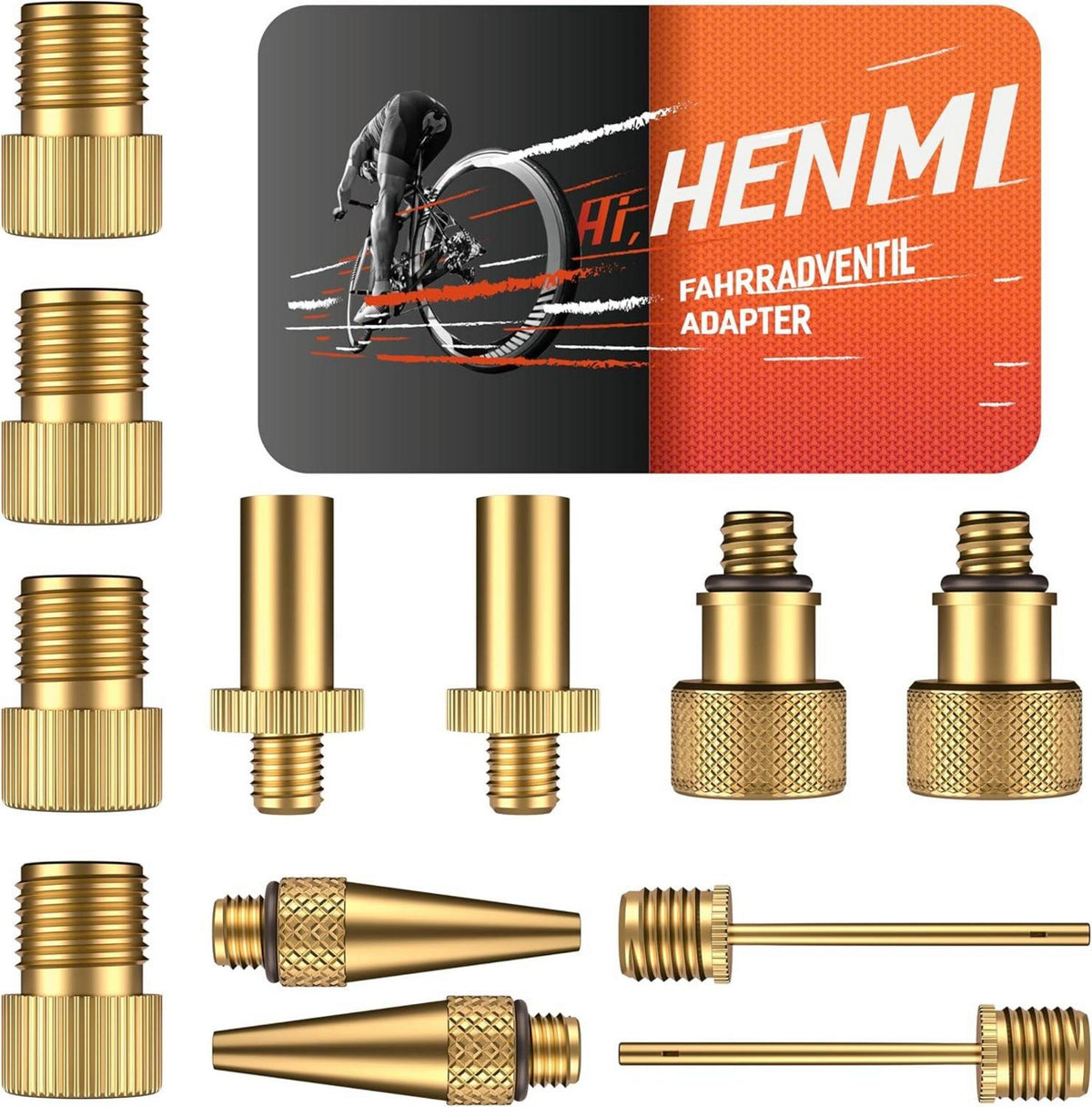 Fahrradventil Adapter Set 12-teilig SV DV AV Kugelpumpe