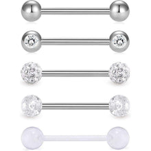 Zungenpiercing Set 5 Stück 16mm Barbell 1,6mm Chirurgenstahl Kunststoff