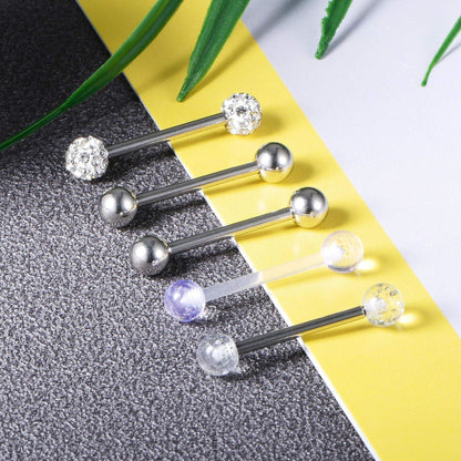 Zungenpiercing Set 5 Stück 16mm Barbell 1,6mm Chirurgenstahl Kunststoff