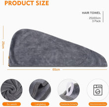 Mikrofaser Haarturban mit Knopf 3er Set grau 25cmx65cm