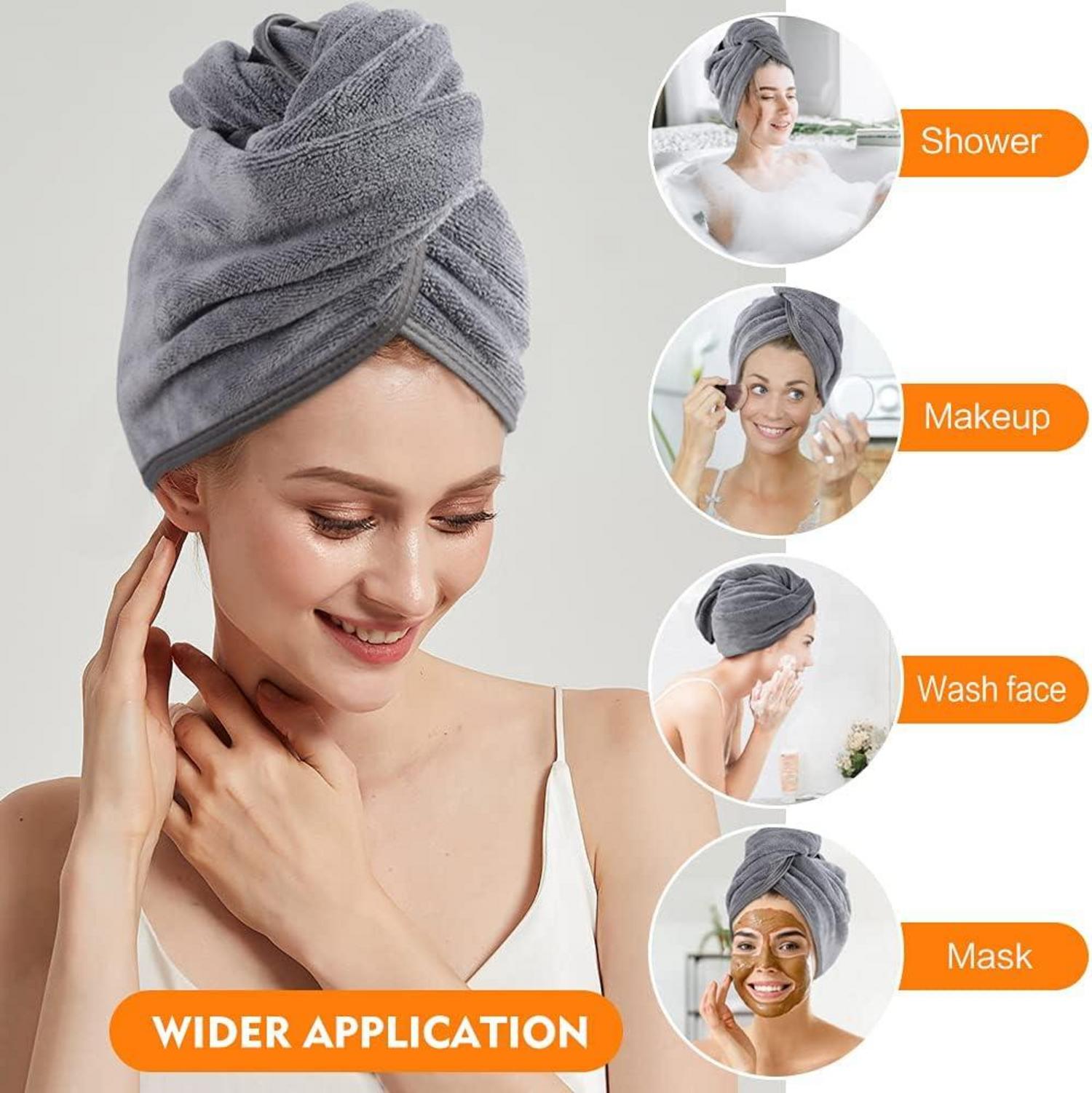 Microfaser Haarturban Handtuch schnell trocknend weich 25x65cm 3er Pack Grau