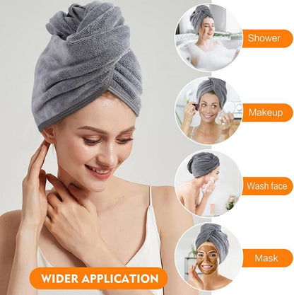 Microfaser Haarturban Handtuch schnell trocknend weich 25x65cm 3er Pack Grau