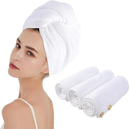 Mikrofaser Haarturban mit Knopf schnelltrocknend und super saugfähig