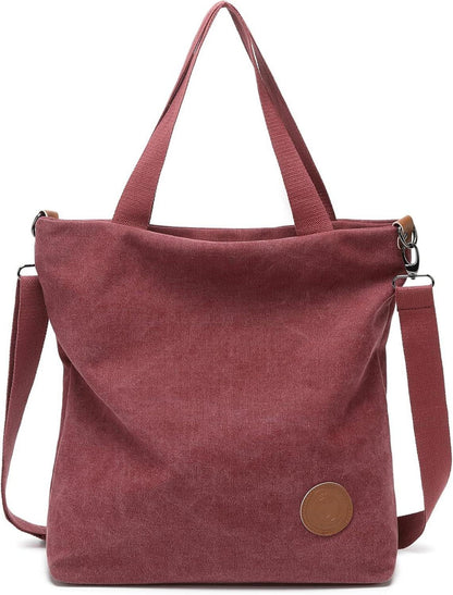 Canvas Schultertasche Damen Groß Multifunktionale Umhängetasche