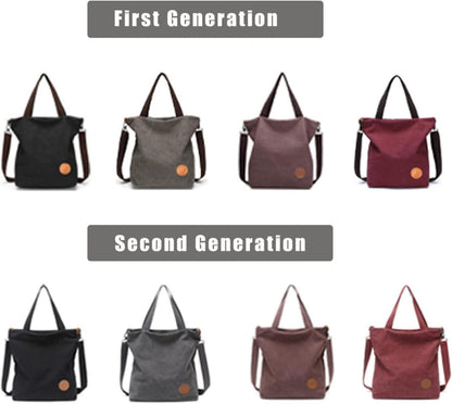 Damen Handtasche Schultertasche Canvas Umhängetasche Grau
