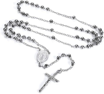 FaithHeart Rosenkranz Halskette mit Heiliger Benedikt Anhänger