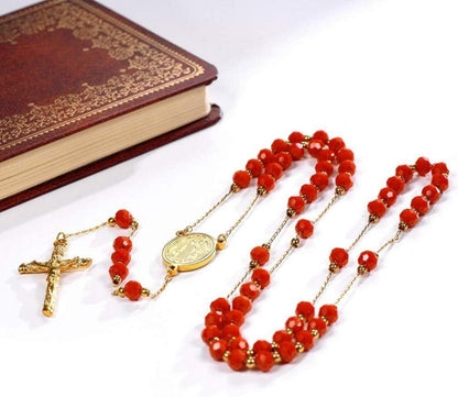 FaithHeart Rosenkranz Halskette für Damen mit Heiligem Benedikt Anhänger und Geschenkbox