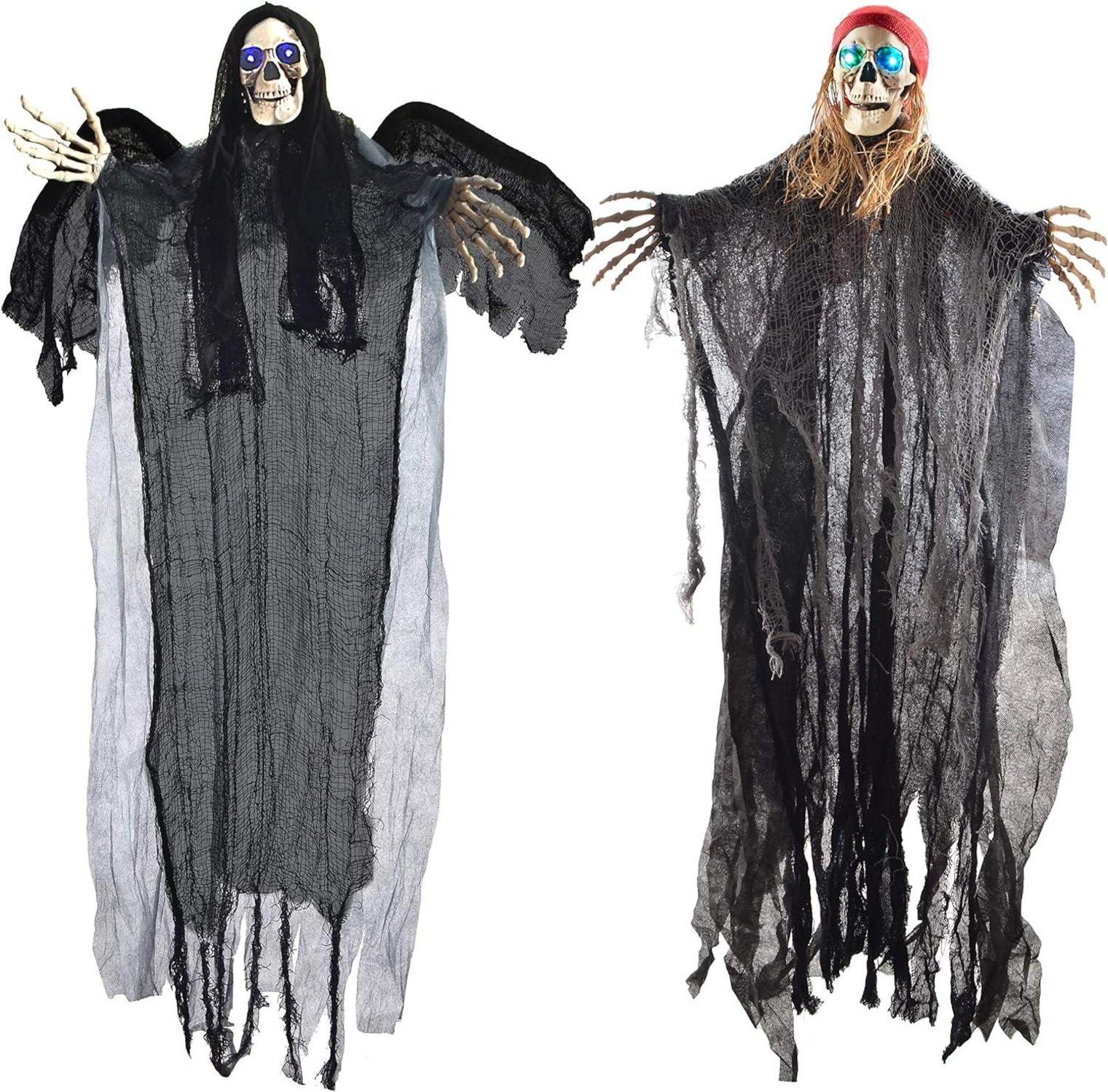 Hängende Skelett Geister mit LED-Augen, Halloween Dekorationen