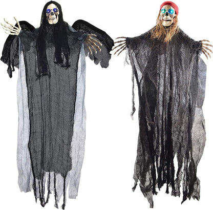 Hängende Skelett Geister mit LED-Augen, Halloween Dekorationen