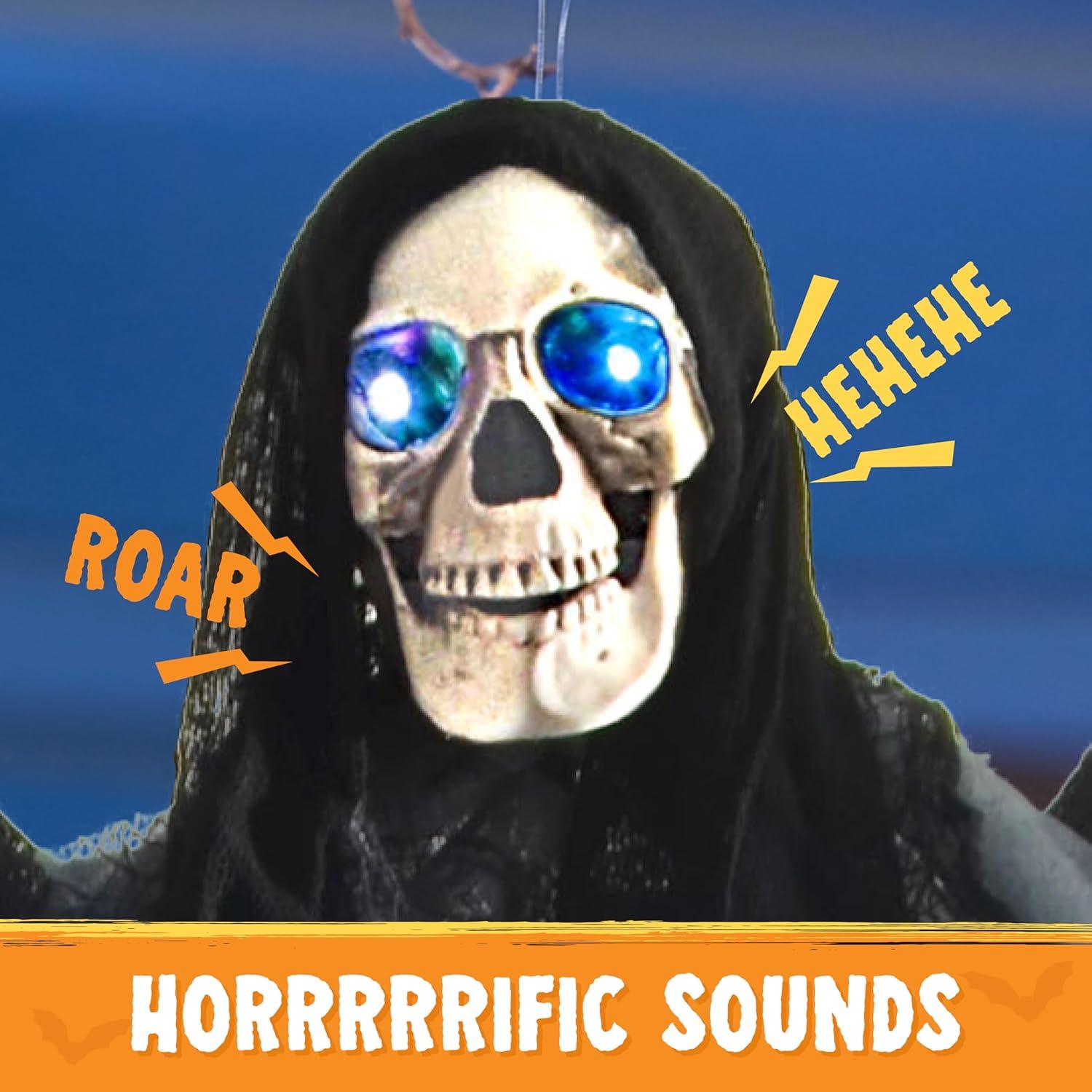 2 Stück Halloween Hängende Skelett Geister LED-Augen 1m Angebot