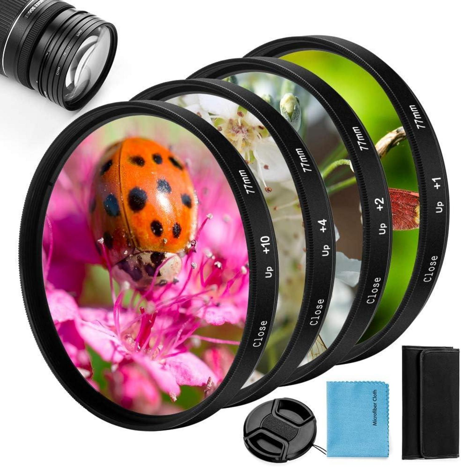 77mm Close-up Nahlinsen Filter Kit 4 Stück Makrolinsen SetCanon Nikon