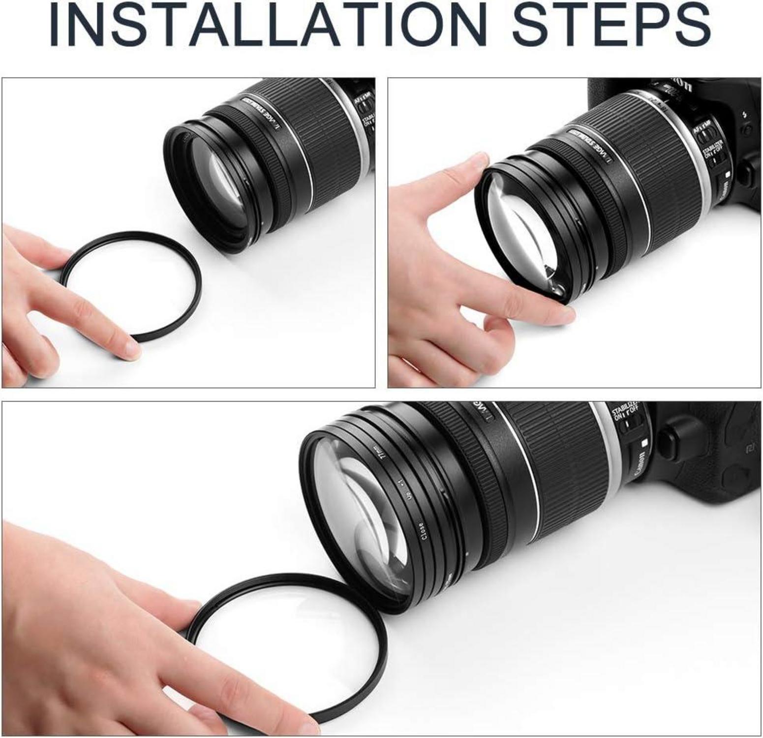 77mm Close-up Nahlinsen Filter Kit +1 +2 +4 +10 für DSLR Kameras