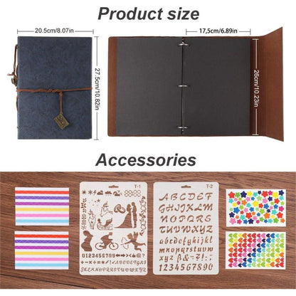 Scrapbook Fotoalbum Blau Leder Selbstgestalten 60 Schwarze