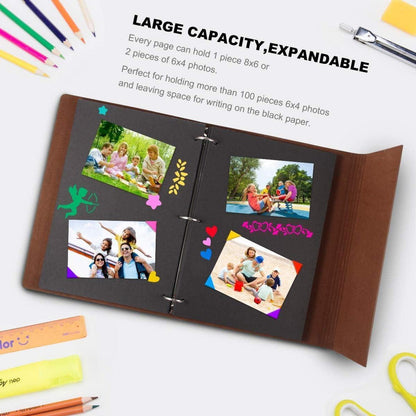 Scrapbook Fotoalbum Blau Leder Selbstgestalten 60 Schwarze