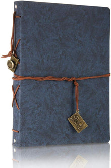 Scrapbook Album Foto Buch Blau Leder Selbstgestalten Fotobuch Vintage
