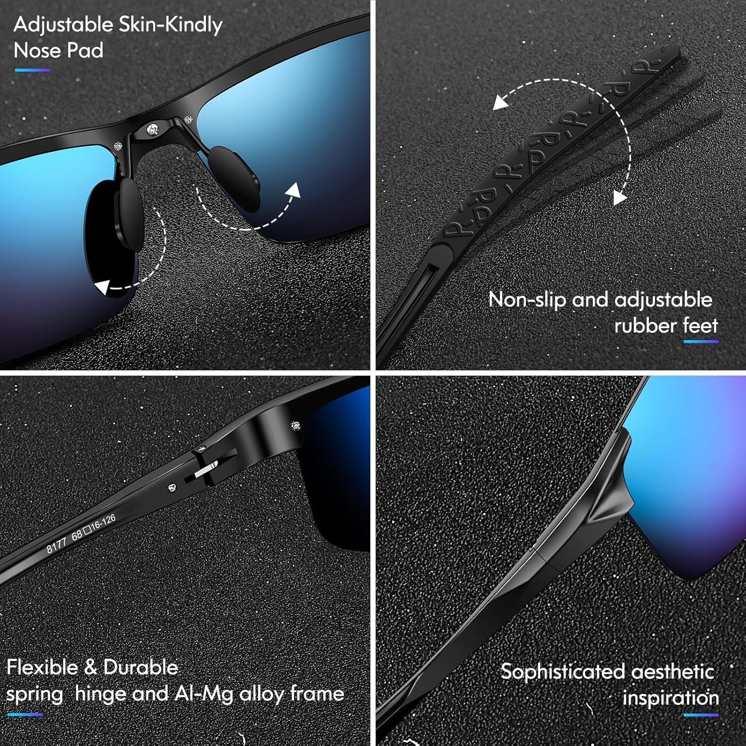 Polarisierte Sportbrille UV400 Schutz Metallrahmen Blau