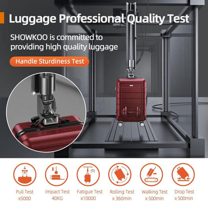SHOWKOO Kofferset 3tlg ABS+PC Hartschale Leicht Handgepäck TSA 4 Rollen Rot