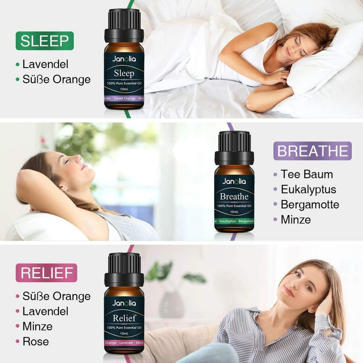 Ätherisches Öl Set | 6x10ml | Entspannung & Wohlbefinden