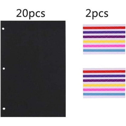 ThxMadam Fotoalbum Schwarze Papier 26x21.5CM Refill Seiten