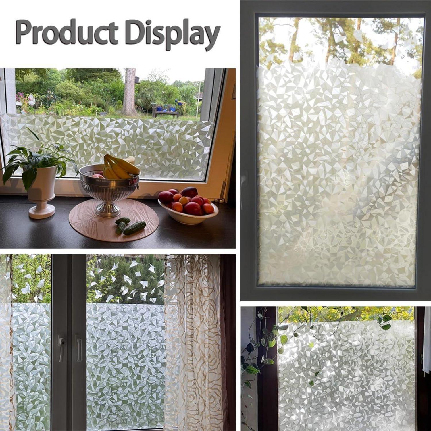 Zindoo Fensterfolie Selbsthaftend Blickdicht 44.5x200cm Geometrische Muster