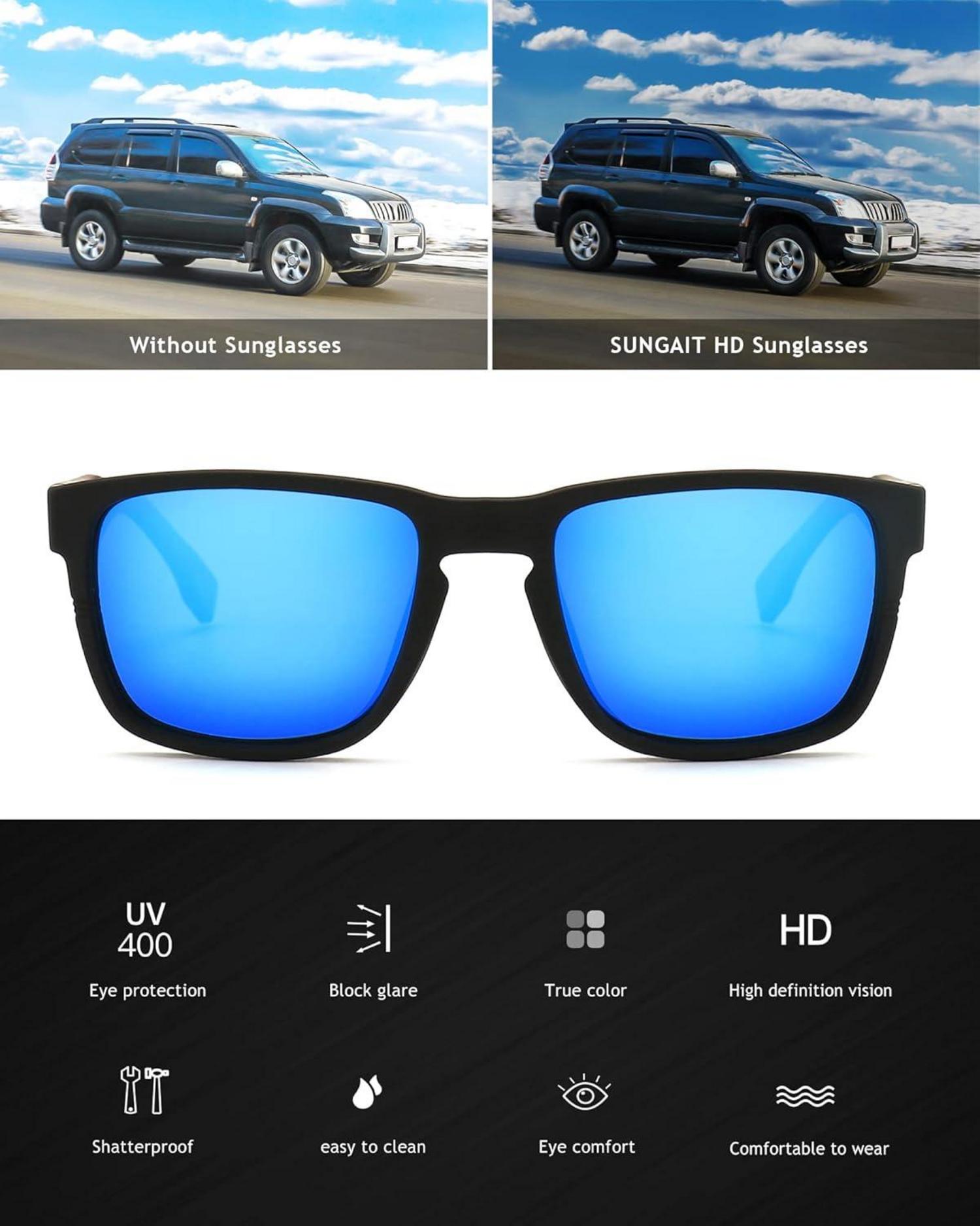 Polarisierte Unisex-Sonnenbrille mit Federscharnieren, blaue