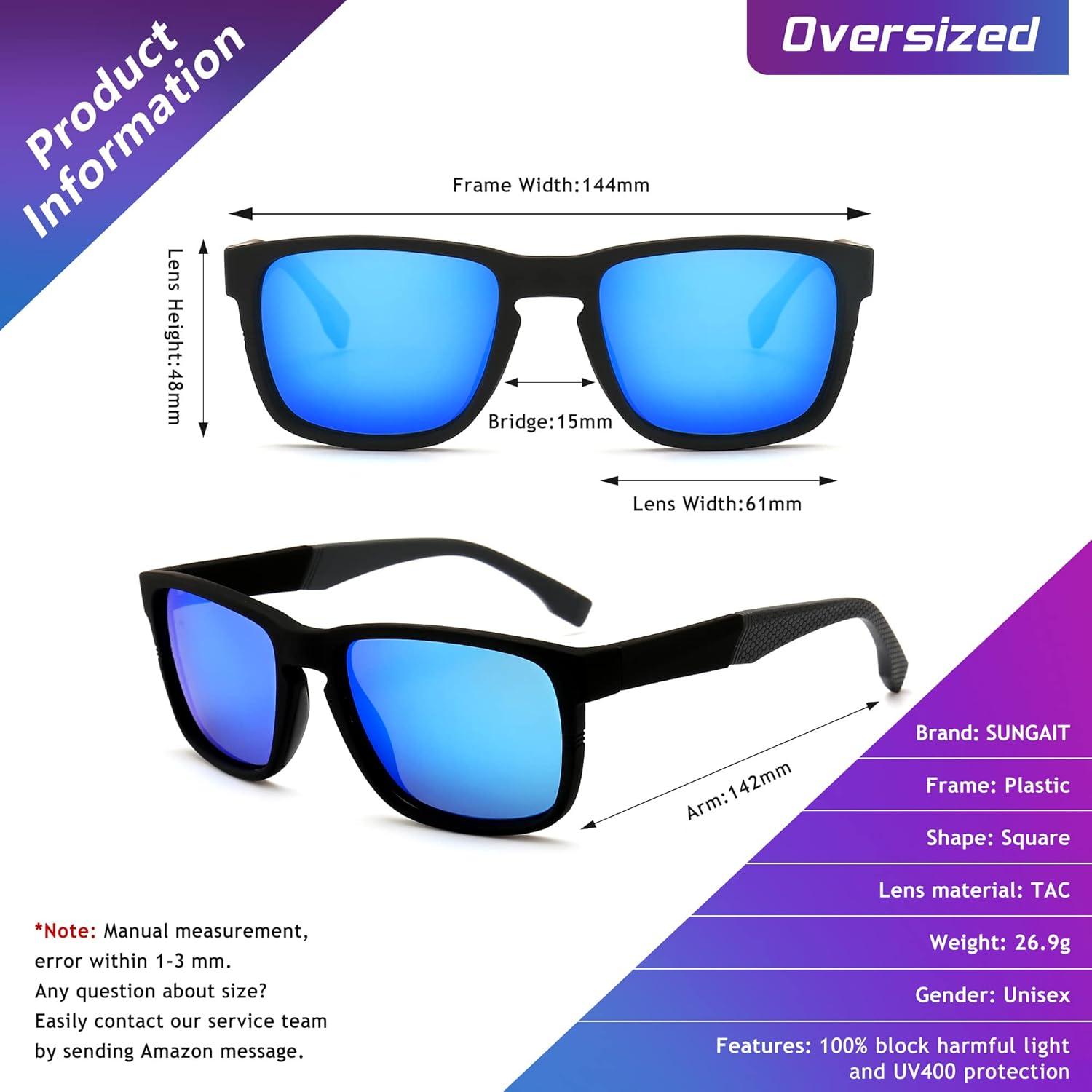 Polarisierte Unisex-Sonnenbrille mit Federscharnieren, schwarzer Rahmen, blaue verspiegelte Gläser