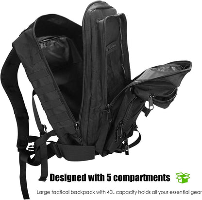 ProCase 40L Militär Taktischer Rucksack Große Kapazität Schwarz
