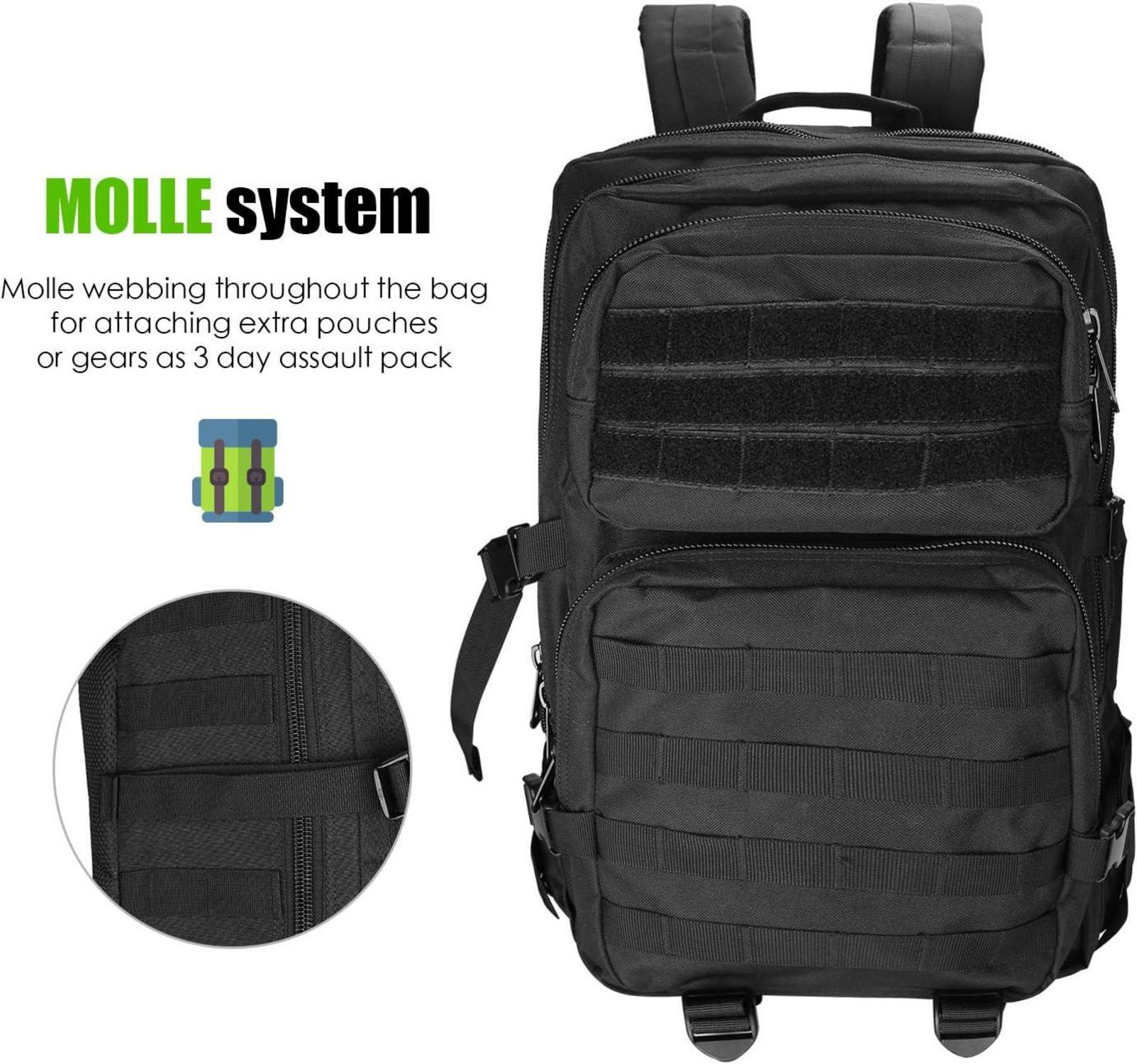 Taktischer Rucksack 40L Militär Assault Pack Schwarz